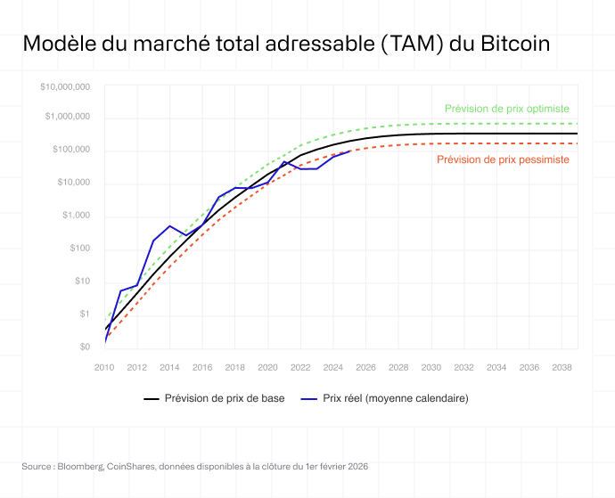 Modèle du marché total adressable (TAM) du Bitcoin