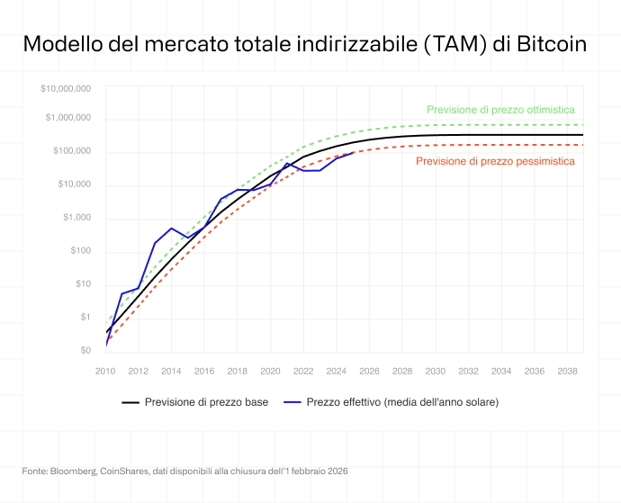 Modello del mercato totale indirizzabile (TAM) di Bitcoin